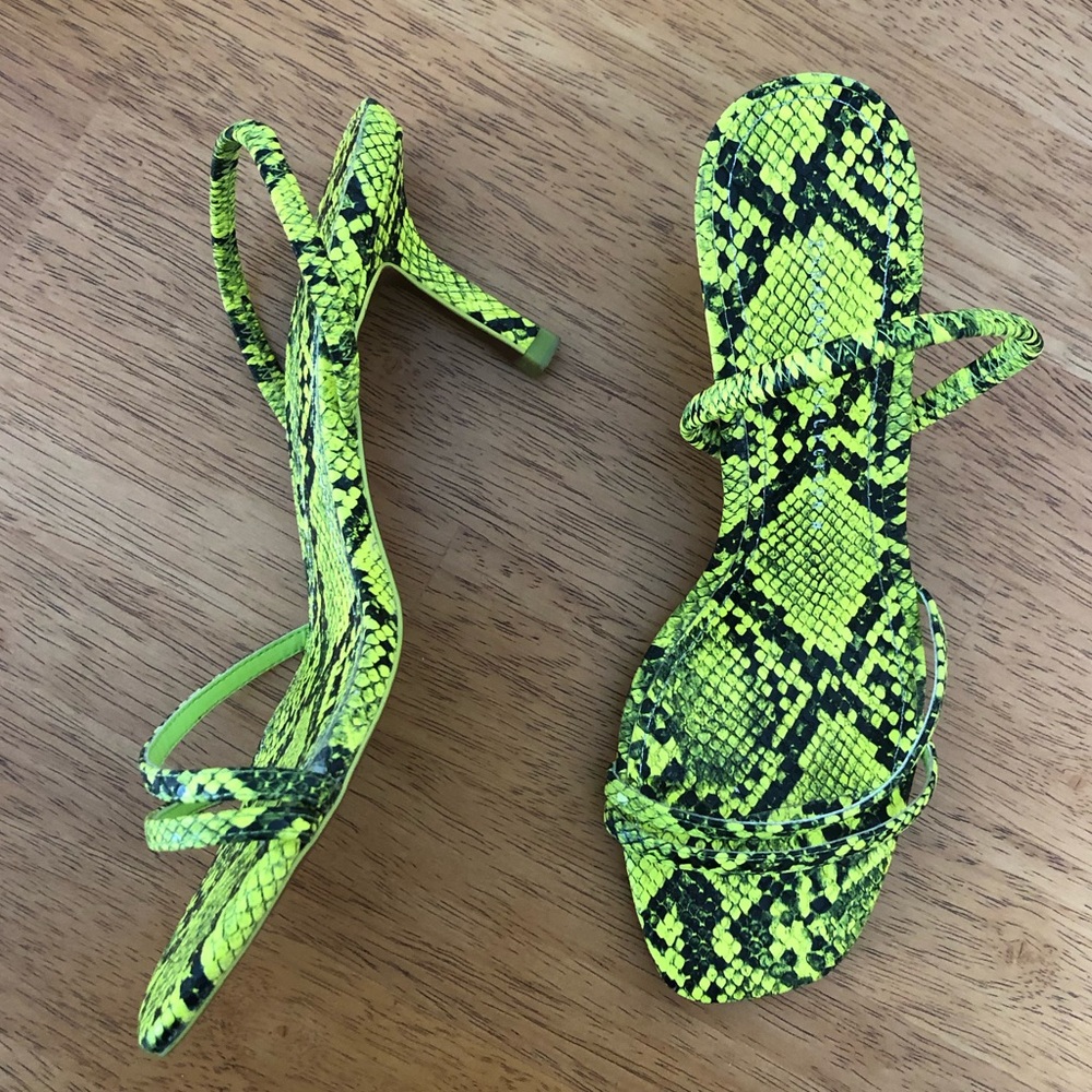 *SALE* Zara Neon Snakeskin Strappy Sandals, EU 36